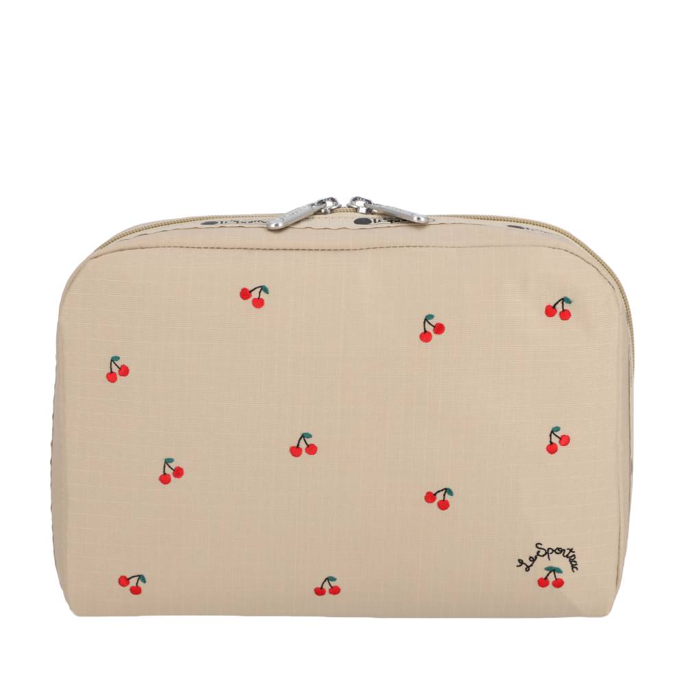 EXTRA LARGE RECTANGULAR COSMETIC 加大型化妝包 - 櫻桃刺繡