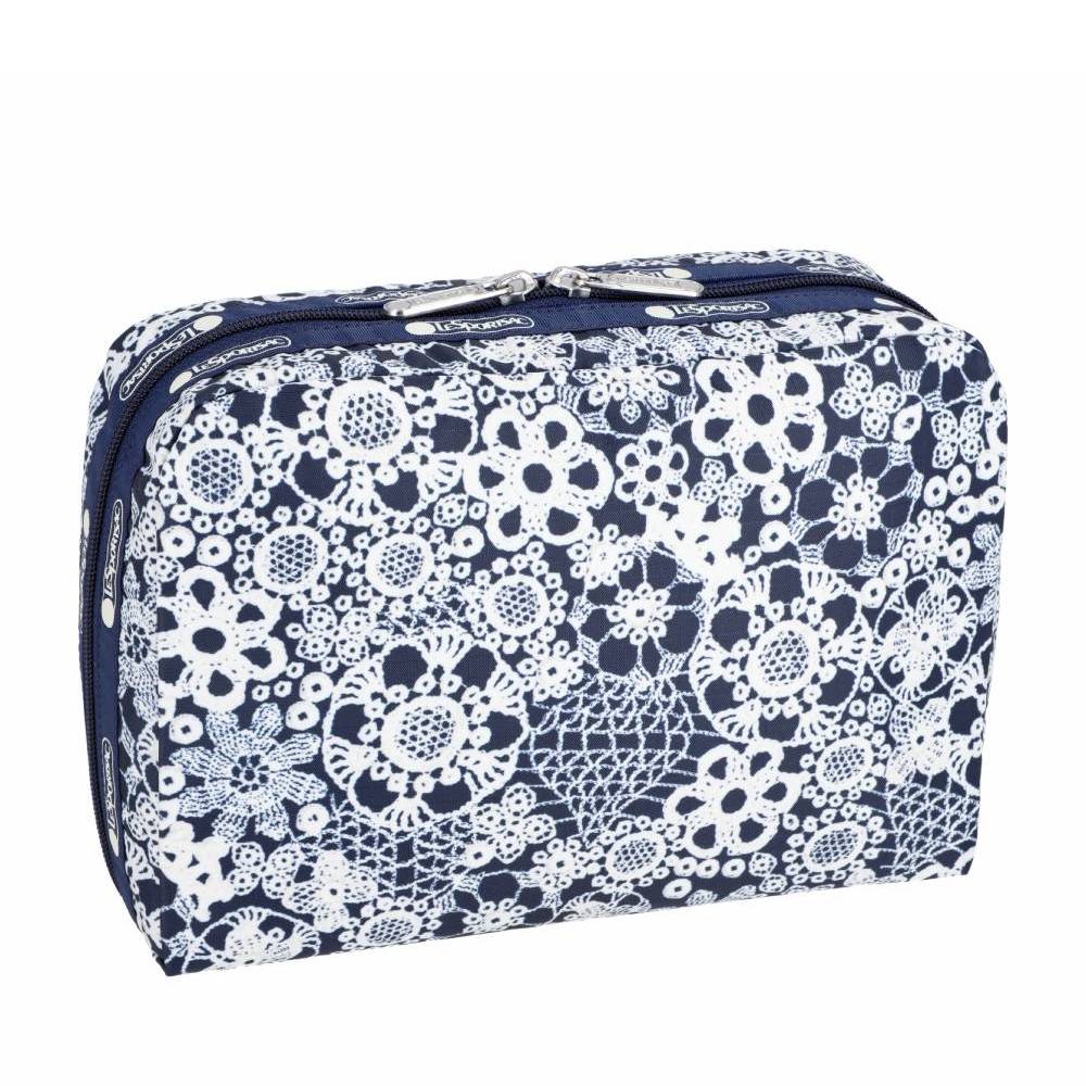EXTRA LARGE RECTANGULAR COSMETIC 加大型化妝包 - 花卉蕾絲