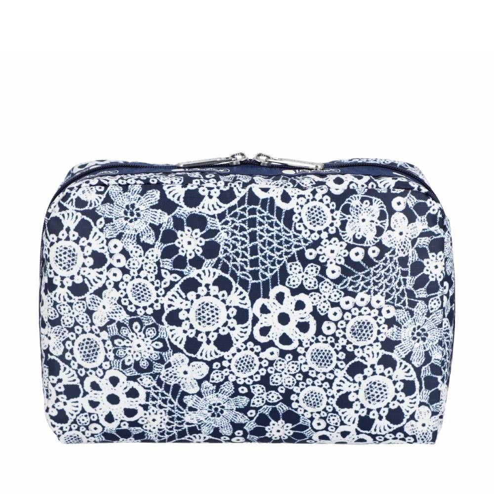 EXTRA LARGE RECTANGULAR COSMETIC 加大型化妝包 - 花卉蕾絲