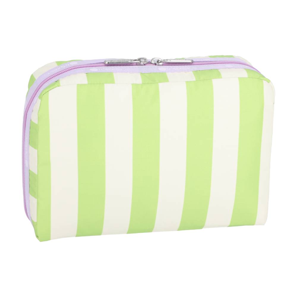EXTRA LARGE RECTANGULAR COSMETIC 加大型化妝包 - 青檸柔彩條紋