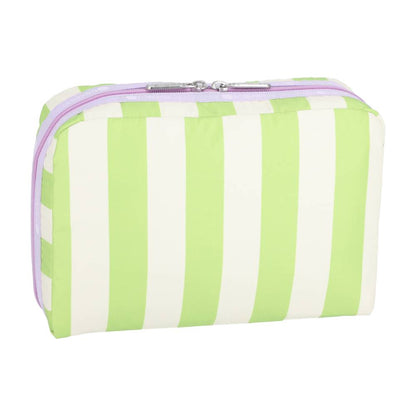EXTRA LARGE RECTANGULAR COSMETIC 加大型化妝包 - 青檸柔彩條紋
