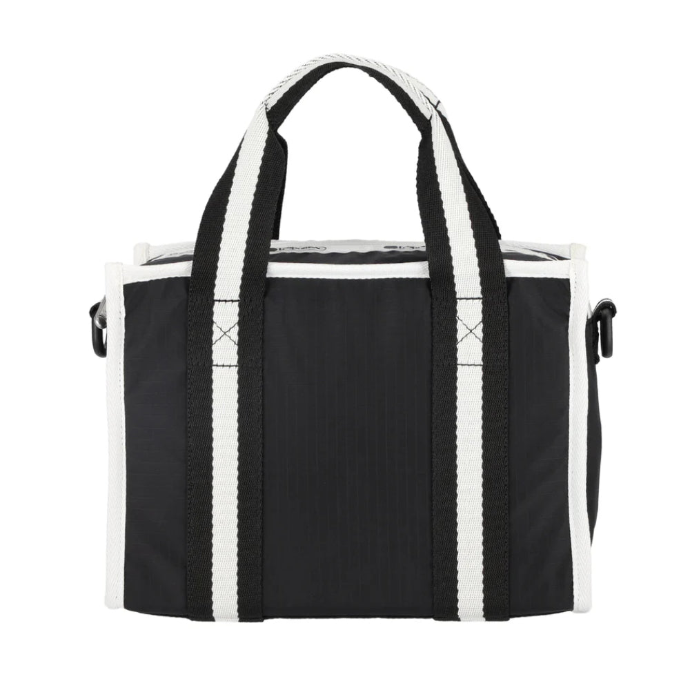 SM TOP HANDLE TOTE 小型肩背手提兩用方形包 - 滾邊夜幕黑