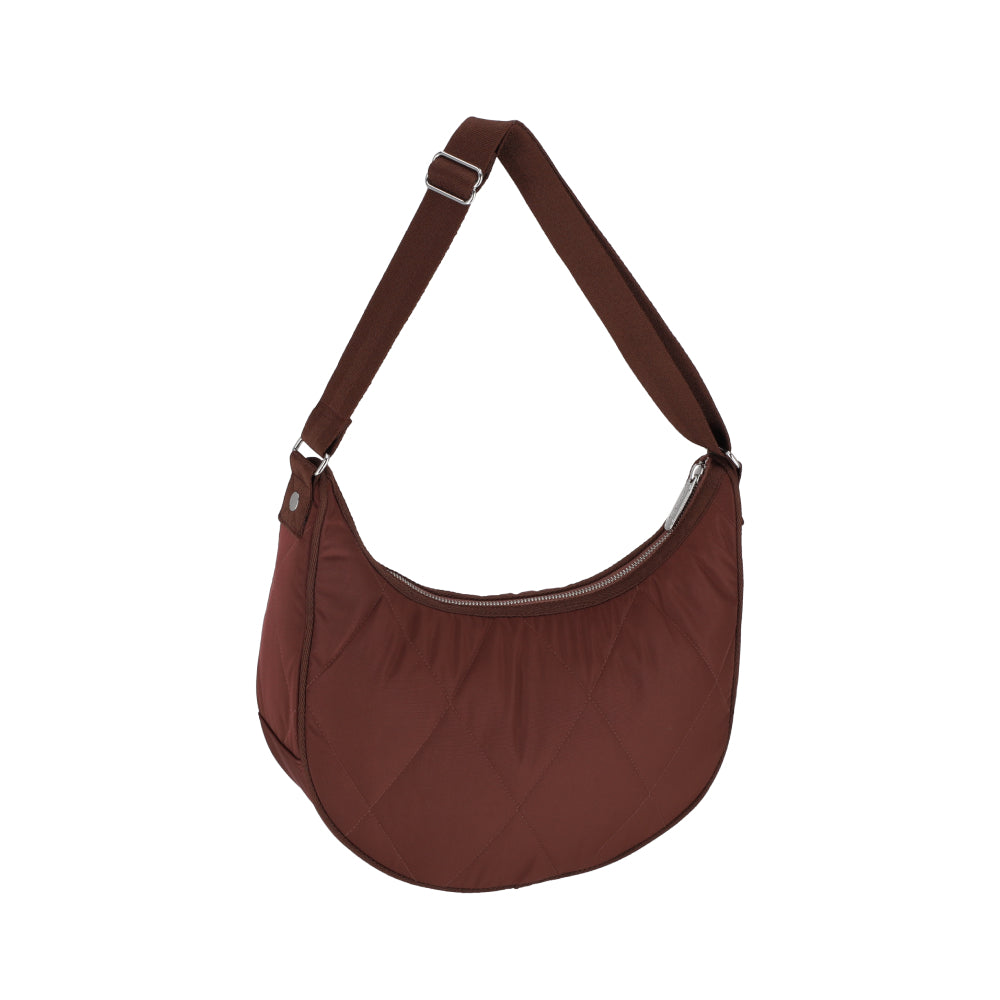 QUILT ZIP TOTE - 壓紋半月包 - 可可菱格壓紋