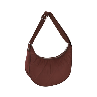 QUILT ZIP TOTE - 壓紋半月包 - 可可菱格壓紋