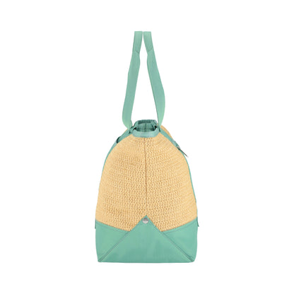RAFFIA EAST/WEST TOTE 橫式托特包 - 拉菲鼠尾草綠