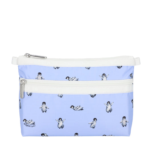 COSMETIC CLUTCH 雙層拉鍊化妝包 - 雪地小企鵝