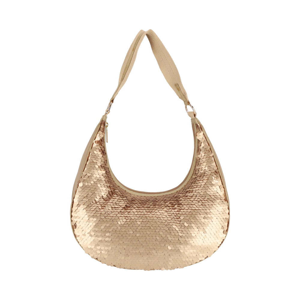 SEQUIN ROUND SHOULDER 亮片肩背包 - 霧金亮片