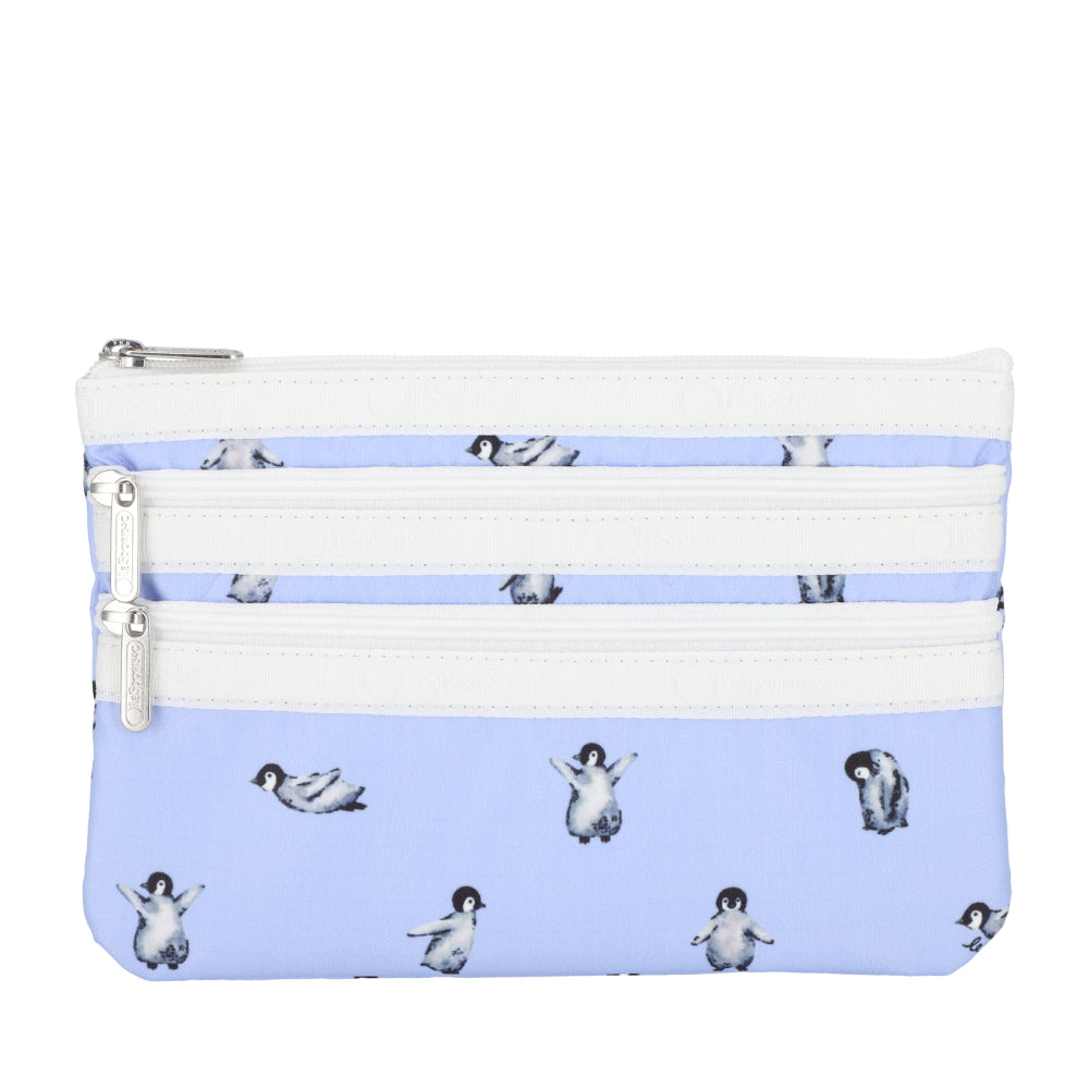 3-ZIP COSMETIC 三層拉鍊化妝包 - 雪地小企鵝