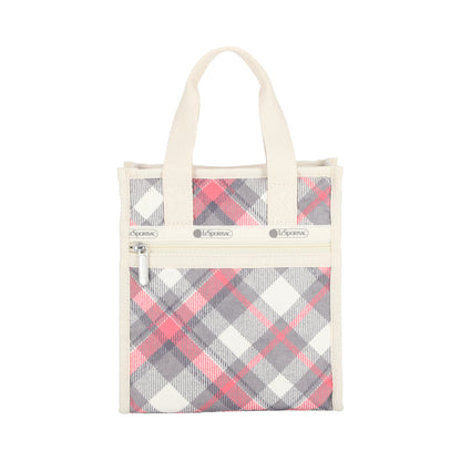 MINI N/S TOTE 迷你方型托特包 - 灰粉格紋