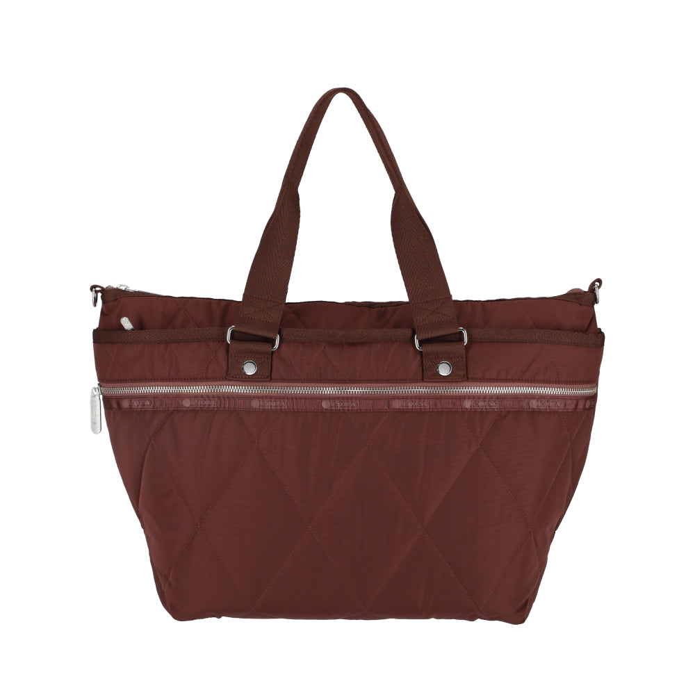QUILT ZIP TOTE 壓紋拉鍊托特包 - 可可菱格壓紋