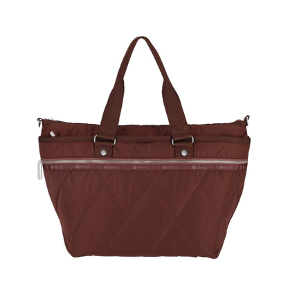 QUILT ZIP TOTE 壓紋拉鍊托特包 - 可可菱格壓紋