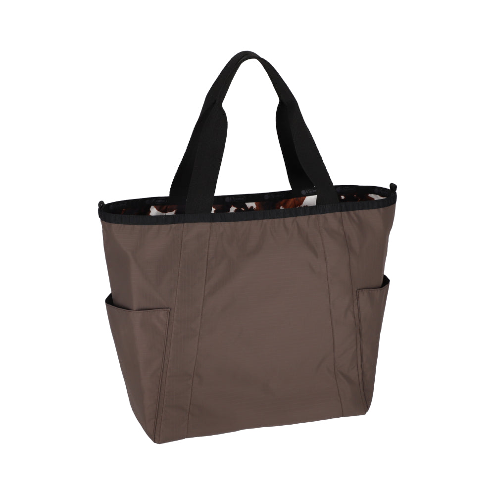 LG REVERSIBLE PKT TOTE 大型雙面托特包 - LOGO  摩卡棕 / 乳牛斑紋