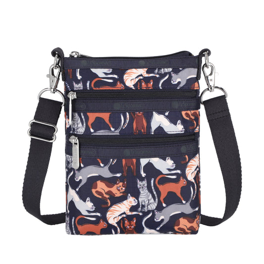 3 ZIP CROSSBODY 三層拉鍊斜背包 - 好奇貓咪黑