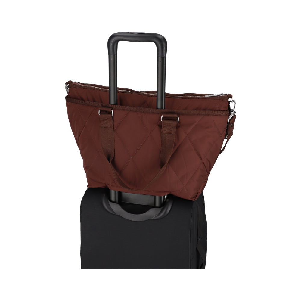 QUILT ZIP TOTE 壓紋拉鍊托特包 - 可可菱格壓紋
