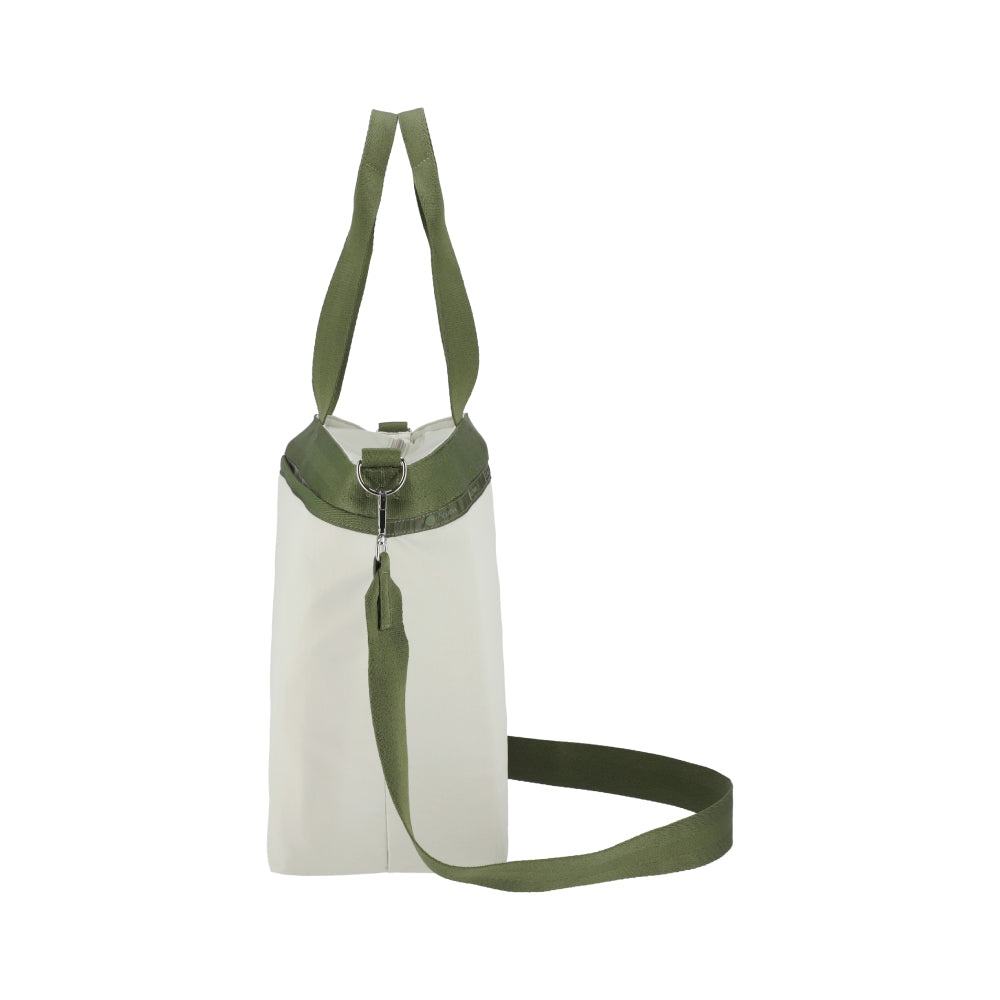 LG BUCKET TOTE 大型手提斜背兩用方形包 - 銀樺樹/橄欖綠撞色
