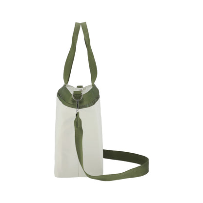 LG BUCKET TOTE 大型手提斜背兩用方形包 - 銀樺樹/橄欖綠撞色