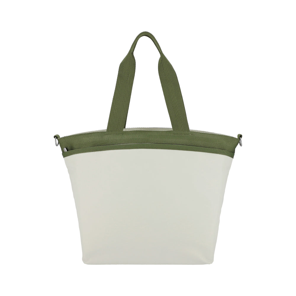 LG BUCKET TOTE 大型手提斜背兩用方形包 - 銀樺樹/橄欖綠撞色