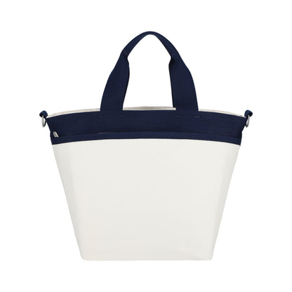 BUCKET TOTE 手提斜背兩用方形包 - 糖霜白/海軍藍撞色