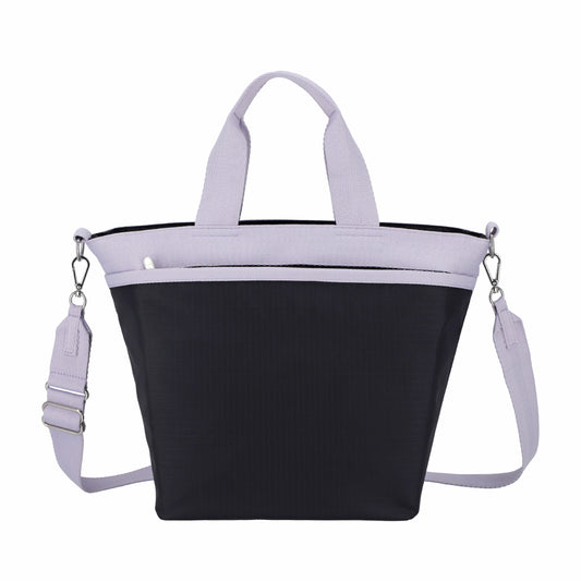 BUCKET TOTE 手提斜背兩用方形包 - 深海藍/柔霧紫