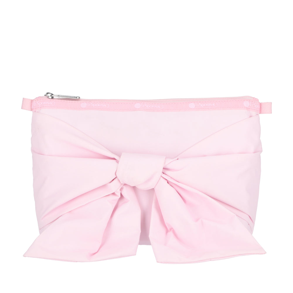 BOW COSMETIC CLUTCH 蝴蝶結造型化妝包 - 粉緞蝴蝶