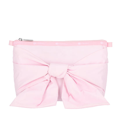 BOW COSMETIC CLUTCH 蝴蝶結造型化妝包 - 粉緞蝴蝶