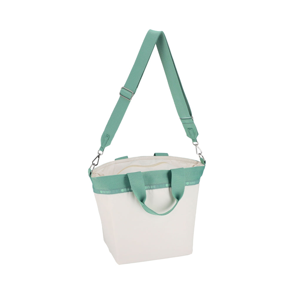 BUCKET TOTE 手提斜背兩用方形包 - 糖霜白/鼠尾草綠