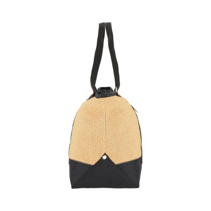 RAFFIA EAST/WEST TOTE 橫式托特包 - 拉菲永恆黑