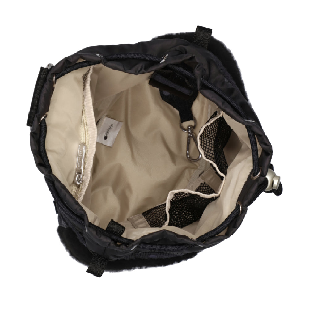 SHERPA MINI BACKPACK 迷你抽繩後背包 - 奢華黑羊羔絨