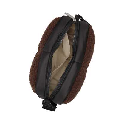 PUFFY CUBE CROSSBODY 毛毛斜背方包 - 摩卡棕羊羔絨