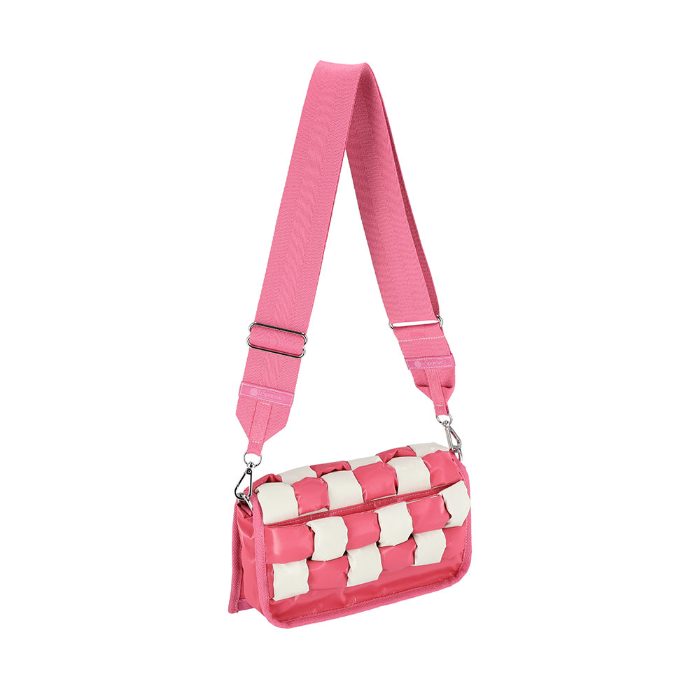 CONV WOVEN CLUTCH 兩用手拿肩背包 - 桃紅珠光