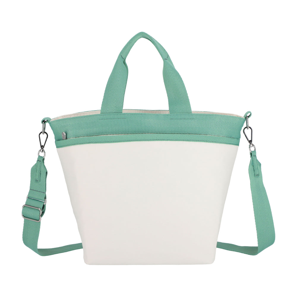 BUCKET TOTE 手提斜背兩用方形包 - 糖霜白/鼠尾草綠