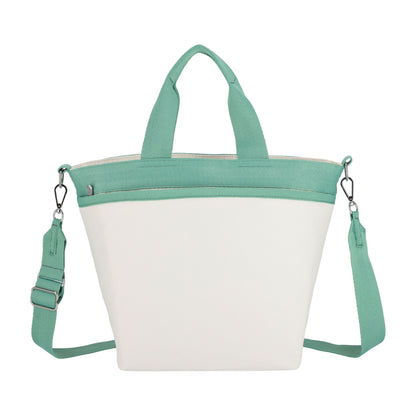 BUCKET TOTE 手提斜背兩用方形包 - 糖霜白/鼠尾草綠