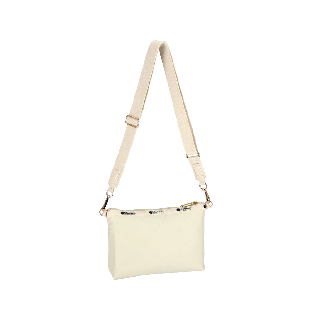 CHAIN COSMETIC CLUTCH 鏈袋化妝隨身包 - 沙丘白菱格壓紋