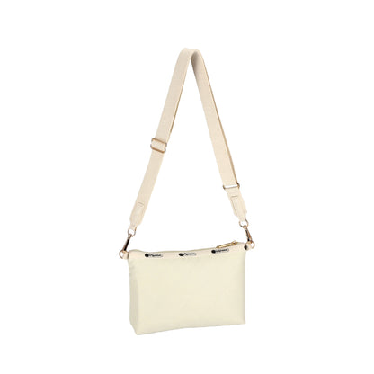 CHAIN COSMETIC CLUTCH 鏈袋化妝隨身包 - 沙丘白菱格壓紋