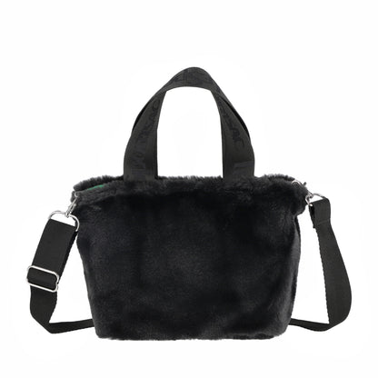 FUR E/W TOTE 毛絨斜背托特兩用包 - 經典黑