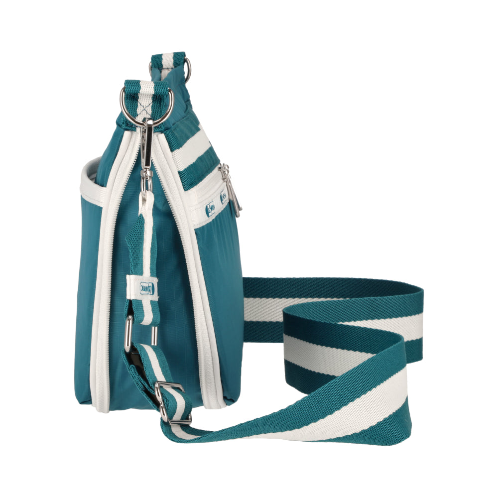 E/W ZIPPER BAG 拉鍊斜背包 - 滾邊青藍