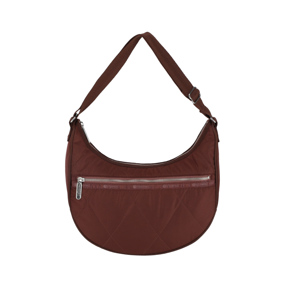 QUILT ZIP TOTE - 壓紋半月包 - 可可菱格壓紋