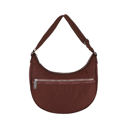 QUILT ZIP TOTE - 壓紋半月包 - 可可菱格壓紋