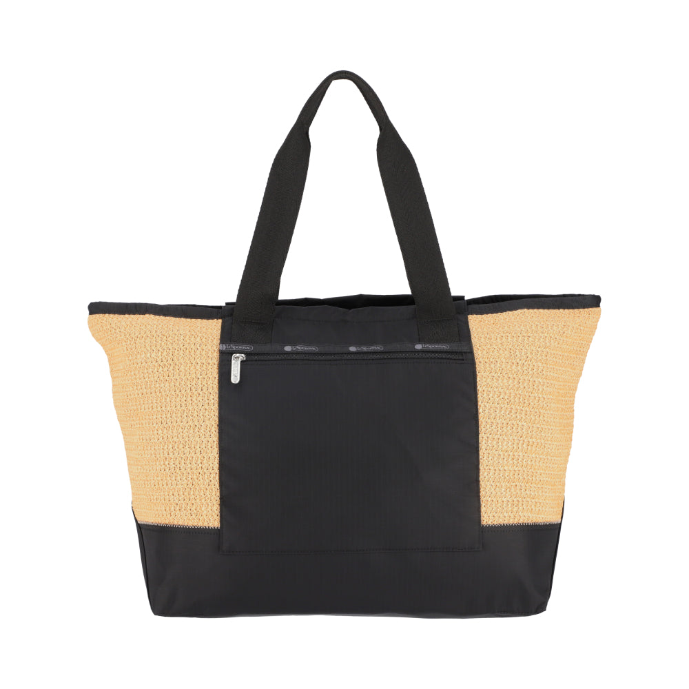 RAFFIA EAST/WEST TOTE 橫式托特包 - 拉菲永恆黑