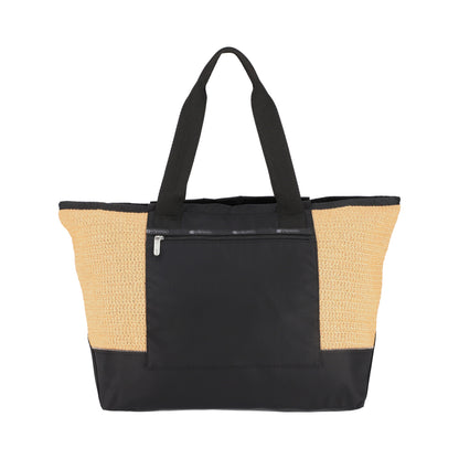 RAFFIA EAST/WEST TOTE 橫式托特包 - 拉菲永恆黑