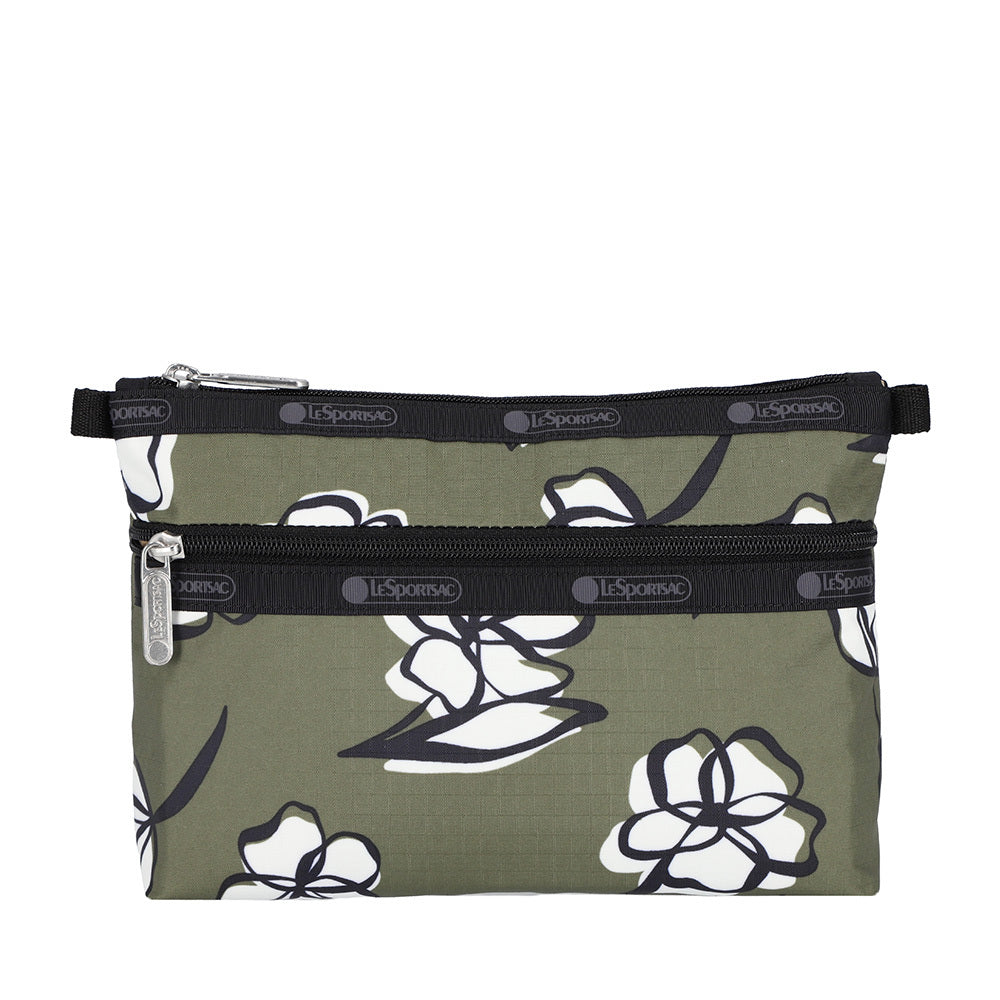 COSMETIC CLUTCH 雙層拉鍊化妝包 - 綠野花徑