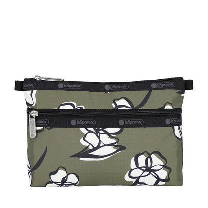 COSMETIC CLUTCH 雙層拉鍊化妝包 - 綠野花徑