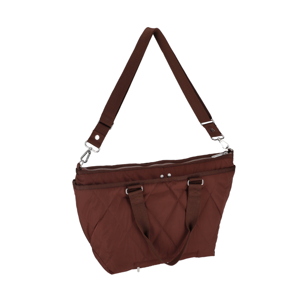 QUILT ZIP TOTE 壓紋拉鍊托特包 - 可可菱格壓紋