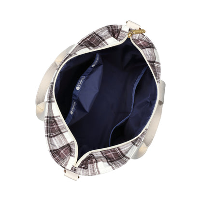 BUCKET TOTE 手提斜背兩用方形包 - 蘇格蘭塔坦/燈芯絨