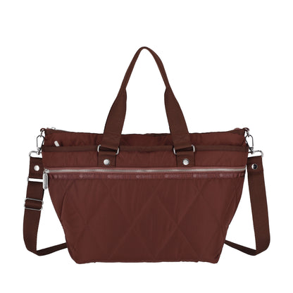 QUILT ZIP TOTE 壓紋拉鍊托特包 - 可可菱格壓紋