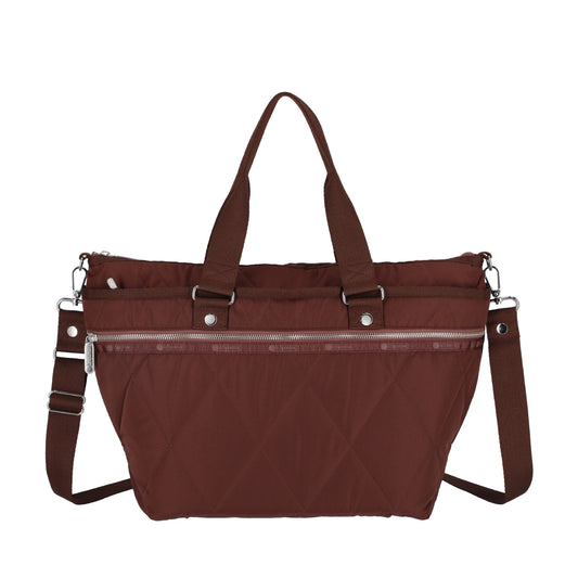 QUILT ZIP TOTE 壓紋拉鍊托特包 - 可可菱格壓紋