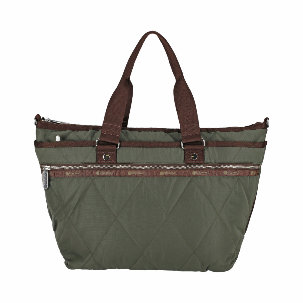 QUILT ZIP TOTE 壓紋拉鍊托特包 - 橄欖綠菱格壓紋