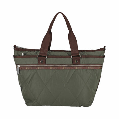 QUILT ZIP TOTE 壓紋拉鍊托特包 - 橄欖綠菱格壓紋