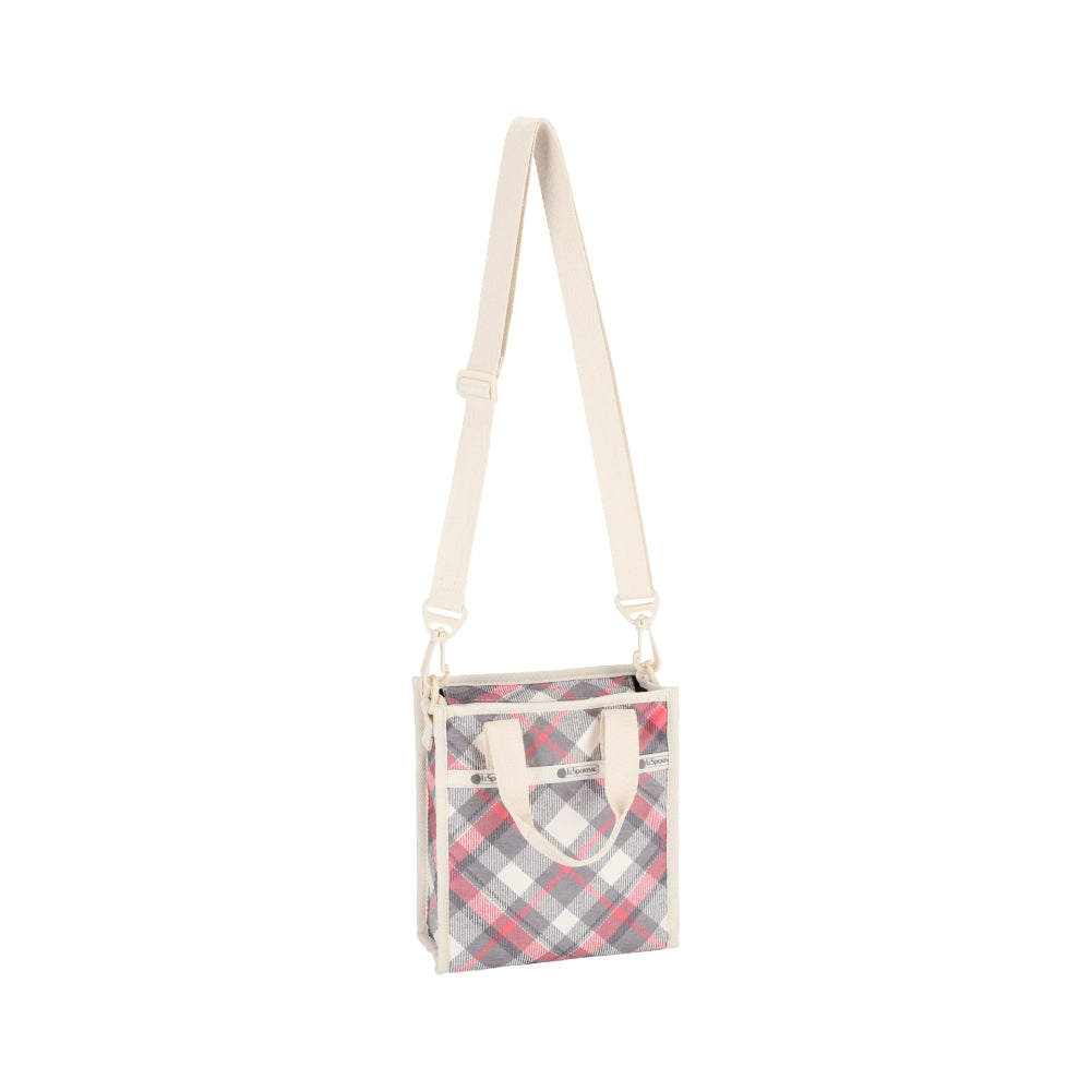 MINI N/S TOTE 迷你方型托特包 - 灰粉格紋