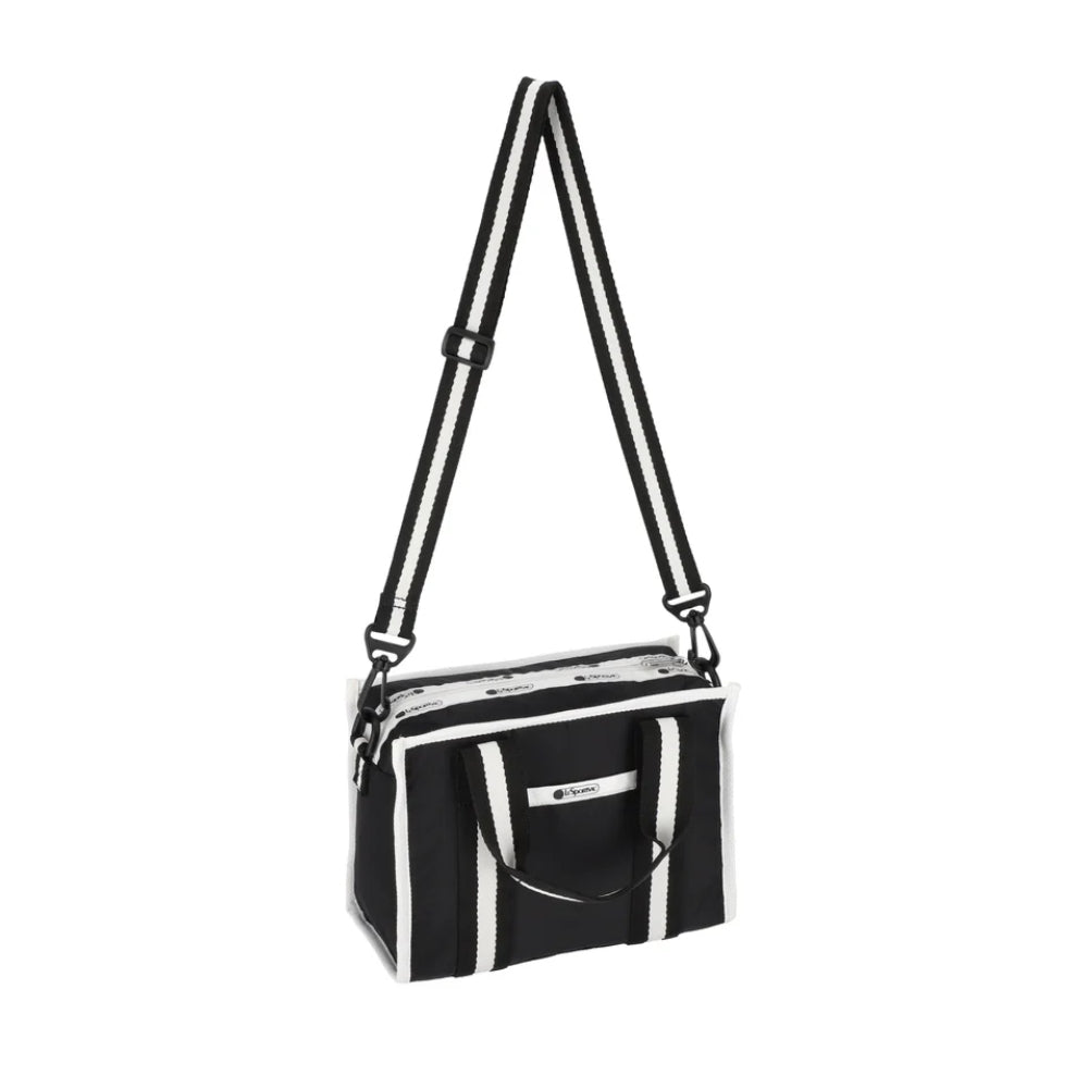 SM TOP HANDLE TOTE 小型肩背手提兩用方形包 - 滾邊夜幕黑